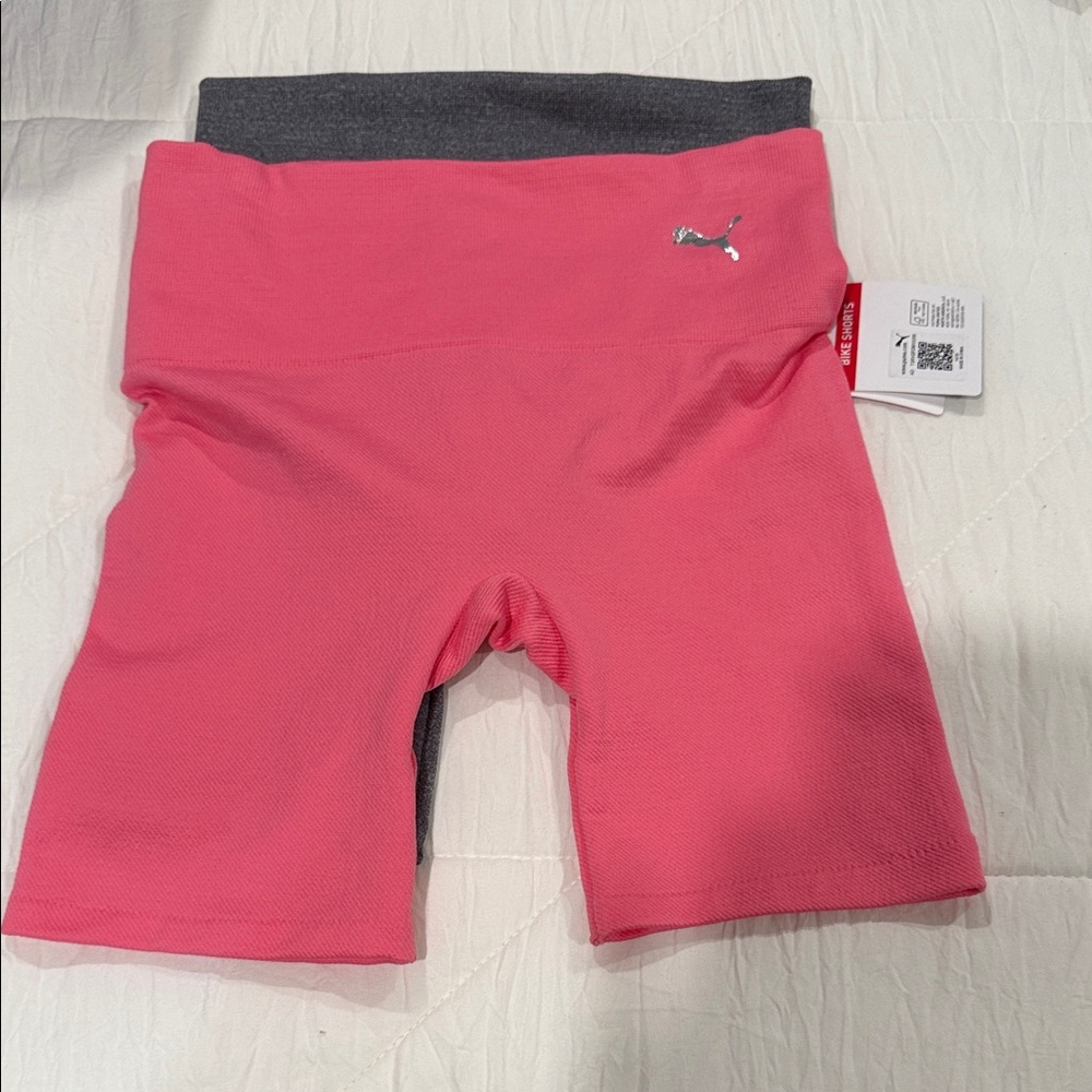 Puma Women's Vibrant Pink and Charcoal Shorts